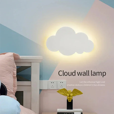Hjemix | LED Cloud Vegglampe – 3-Farget Demping Moderne Veggbelysning for Soverom, Stue og Barnerom Innredning