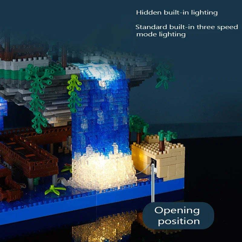 Hjemix | Antikk Arkitektur Persikke Blomst Dam Slott Jente Modell Byggekloss Montering Barnas Leker med Høy Vanskelighetsgrad