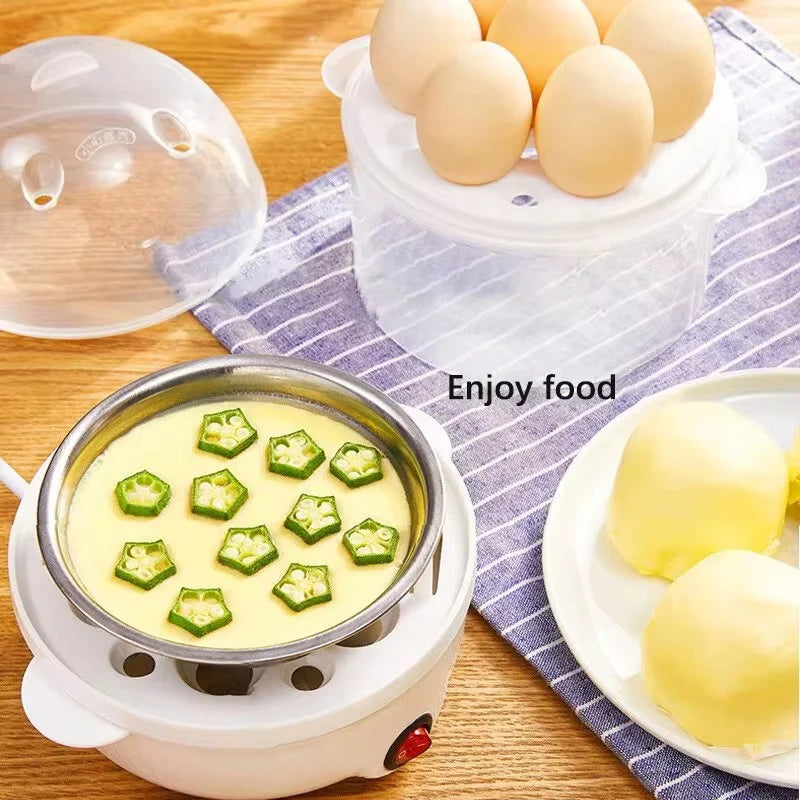 Hjemix | 220V Multifunksjonell elektrisk eggkoker - Dobbeltlag eggkoker og mini-dampkokeren for frokost på kjøkkenet