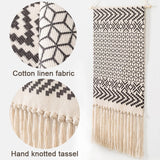 Hjemix | Bohemsk Veggteppe, Makramee Vegghengende, Hjemmedekorasjon, Bomull Lin Tassel, Håndlaget, Vevd, Geometrisk Lærred Kunst, Bakgrunns Veggtepper