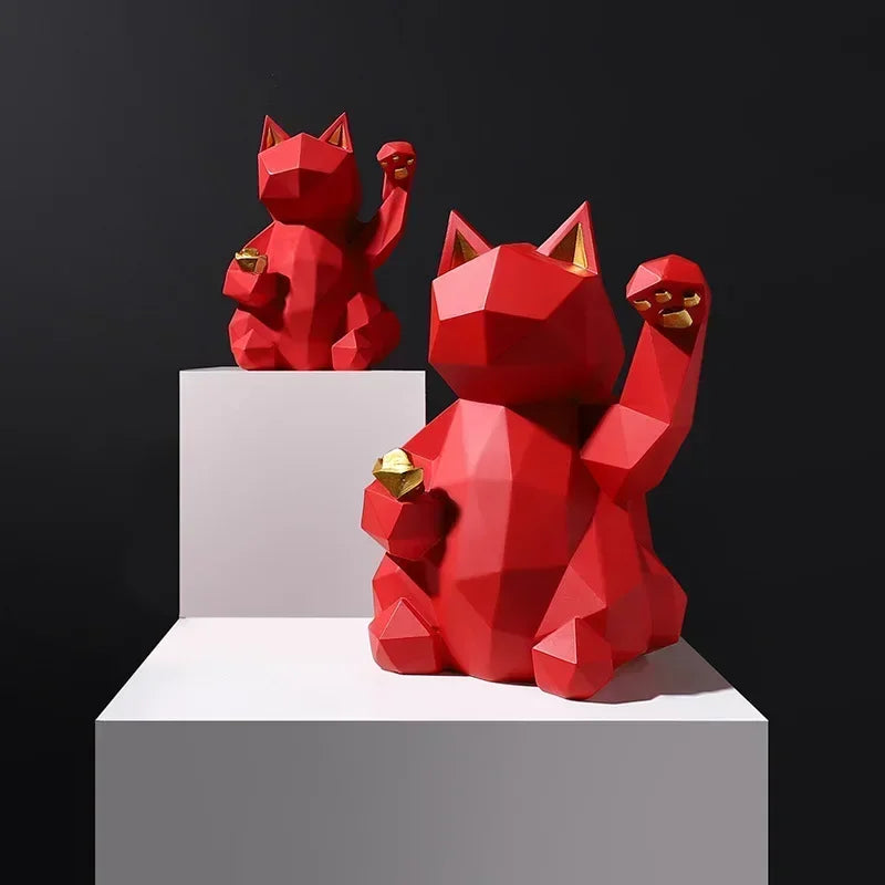 Hjemix | Nordisk Minimalisme Geometri Lykke Katt Statuer