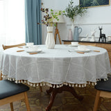 Hjemix | Estetisk Rund Linched Tablecloth