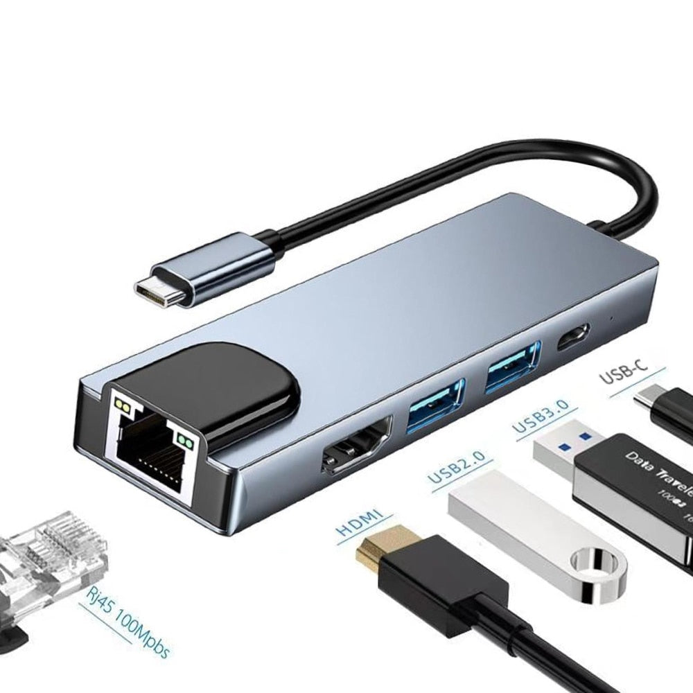 Hjemix | Thunderbolt 3 USB-C Hub med HDMI, PD, SD/TF for MacBook Air M1 og iPad Pro