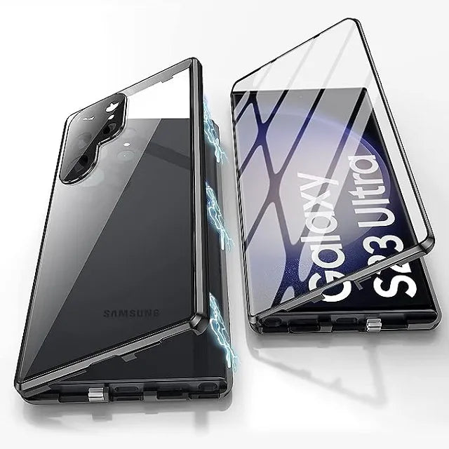 Hjemix | Metall Aluminiumlegering 360-deksel med sikkerhetslukking for Samsung Galaxy S24-S23 Serie