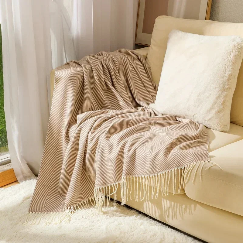 Hjemix | Nordic Stripe Kaste Sofa Teppe