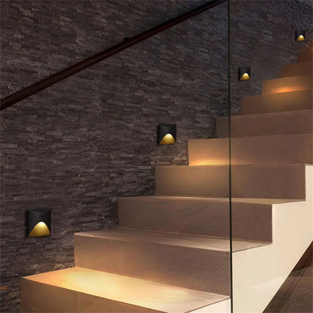 Hjemix | Moderne vanntett IP65 LED innfelt vegglampe for utendørs belysning - 3W innebygd trinn- og trapp-balkongportal lys