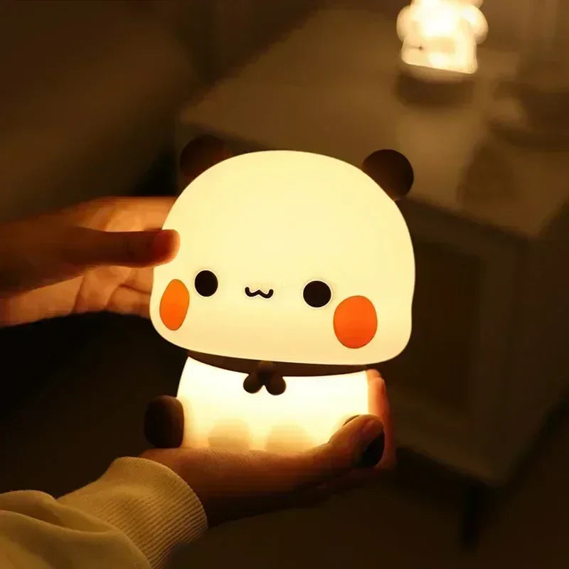Hjemix | LED Nattlys Bjørn Panda Bubu og Dudu Lampe Søte Tegneserie Nattlys Leketøy Gaver Dyr Perifer Soverom Dekorativ Stue