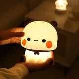 Hjemix | LED Nattlys Bjørn Panda Bubu og Dudu Lampe Søte Tegneserie Nattlys Leketøy Gaver Dyr Perifer Soverom Dekorativ Stue