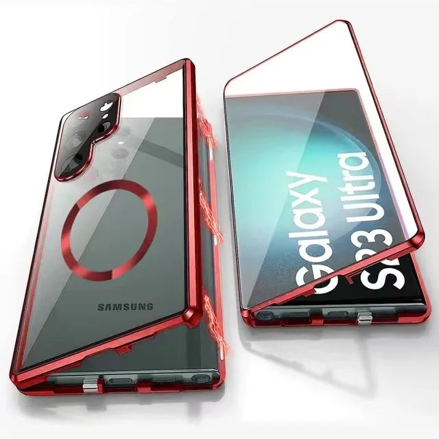 Hjemix | Metall Aluminiumlegering 360-deksel med sikkerhetslukking for Samsung Galaxy S24-S23 Serie