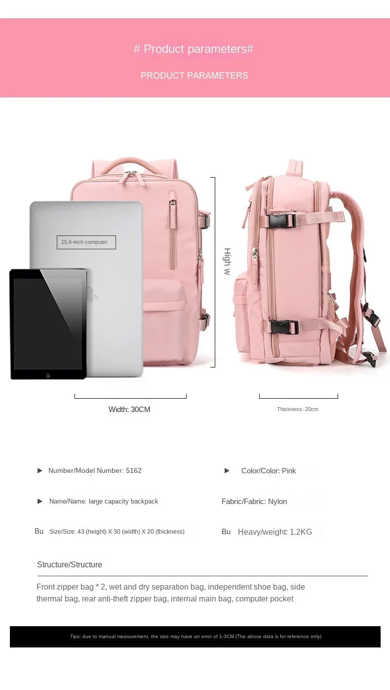 Hjemix | Reise Håndbagasje Ryggsekk med Sko Kompartment