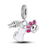 Hjemix | 925 Sølv Gylden Leopard Charms Perler Fargerik Kameleon Nesehorn Løve Skarabé Katt Anheng Kompatibel med Original Pandora Armbånd Smykker
