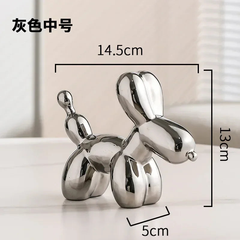 Hjemix | Nordisk Keramisk Ballonghund Skulptur Gull Dyre Dekorasjoner Statue Stue Ornament Kreativ Skrivebord Ornament Hjem Dekor