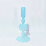 Hjemix | Retro Taper Lysestake Rød Hjerteformet Glass Lysestake Bryllup Borddekorasjon Hjem Fest Glass Vase Dekor