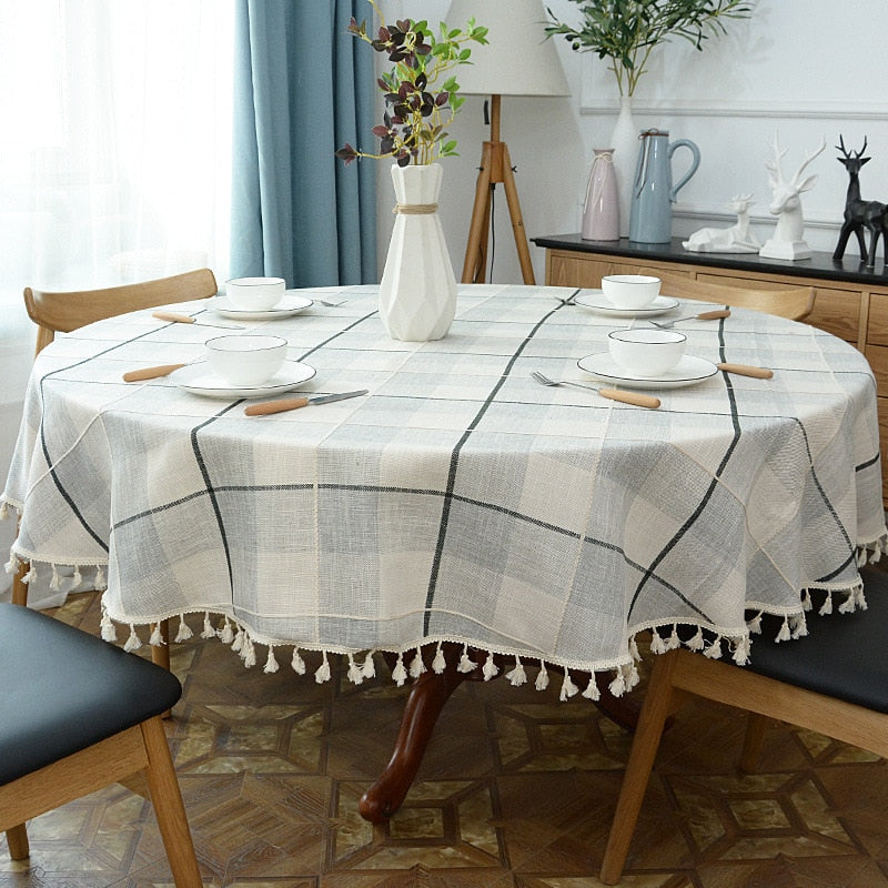 Hjemix | Estetisk Rund Linched Tablecloth
