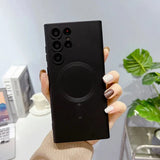 Hjemix | Luksus myk silikon Magsafe-deksel trådløs lade-deksel for Samsung Galaxy S24 S23 S22 S21 Ultra Plus full beskyttelse støtfangerdeksel