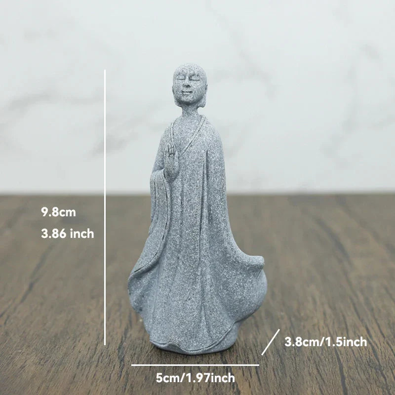 Hjemix | Buddha Stein Statue Liten Buddhiste Munker Tibetansk Buddhisme Figurer Zen Hage Ornament Meditasjon Hjem Akvarium Dekorasjon