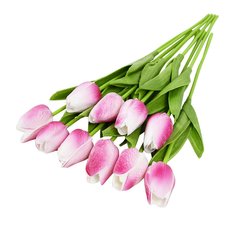 Hjemix | Kunstig Blomsterbukett med Tulipaner, Dekorasjon (10 Stykker)