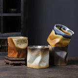 Hjemix | Uregelmessig vridd form kopp 9.47 unser/280 ml keramisk kaffekopp te-kopp uten håndtak polykromatisk kreativ keramiske kopper kaffekopper retro