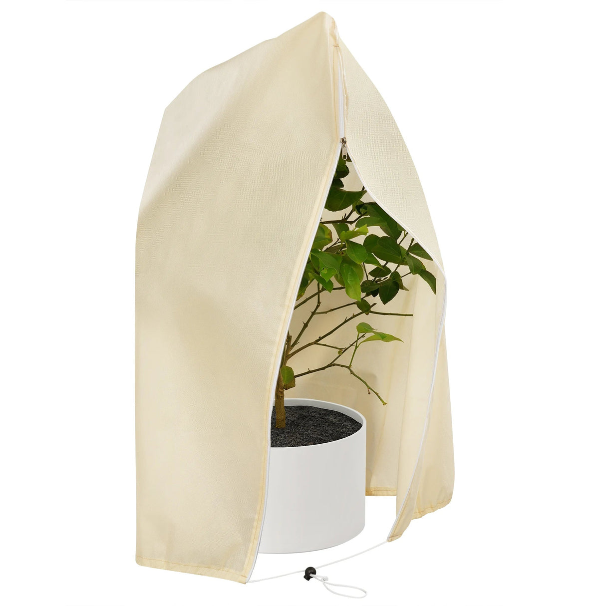 Hjemix | Vinterbeskyttelsestrekk for planter - Frostbeskyttelse med glidelås og snøring, pustende for palmer og potteplanter i hagen