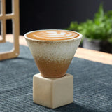 Hjemix | Japansk kaffekopp med fat, 1 stk, retro keramisk tekopp, krus, latte, espresso, pull0, blomster cappuccino, ny keramikkopp, 100 ml/3,5 oz