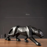 Hjemix | Panther Statue, Dyrefigur, Abstrakt Geometrisk Stil, Harpiks, Leopard Skulptur, Hjemmekontor, Skrivebord Dekorasjon, Håndverk