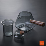 Hjemix | Japansk Glass Teapot med Trehåndtak, Koke Teapot, Elektrisk Keramisk Komfyr, Te Maker, Høy- Kvalitets Te Set, Varmebestandig Teapot, 700 ml
