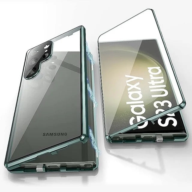 Hjemix | Metall Aluminiumlegering 360-deksel med sikkerhetslukking for Samsung Galaxy S24-S23 Serie