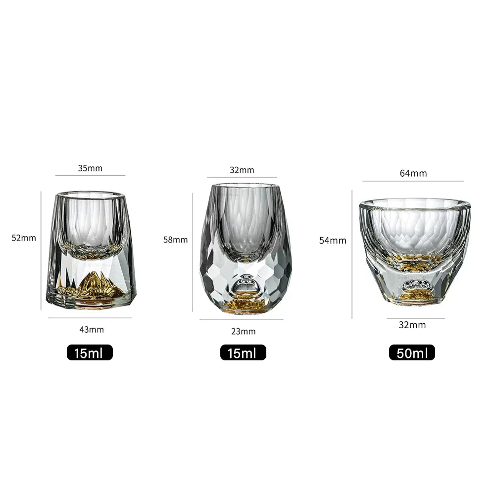 Hjemix | Krystallglass Whiskey Glasser Bar Likør Sphere Kopper Sake og Shochu Double-Walled Tykk Bunner Liten Kapasitet Te Kopper