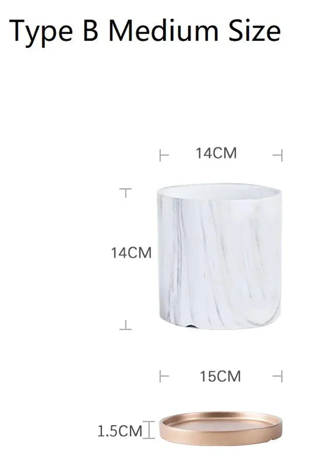 Hjemix | Marmor Gullblad Plantepotte Sett