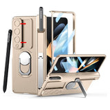 Hjemix | Luksus etui med S Pen-holder og hengslet skjermbeskyttelsesring stativ etui for Samsung Galaxy Z Fold 5 Z Fold 4