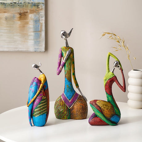 Hjemix | Ins Abstrakt Kunst Kvinne Skulptur Figurer For Interiør Harpiks Statuett Farge Moderne Hjem Decor Dekorative Figurer Gaver