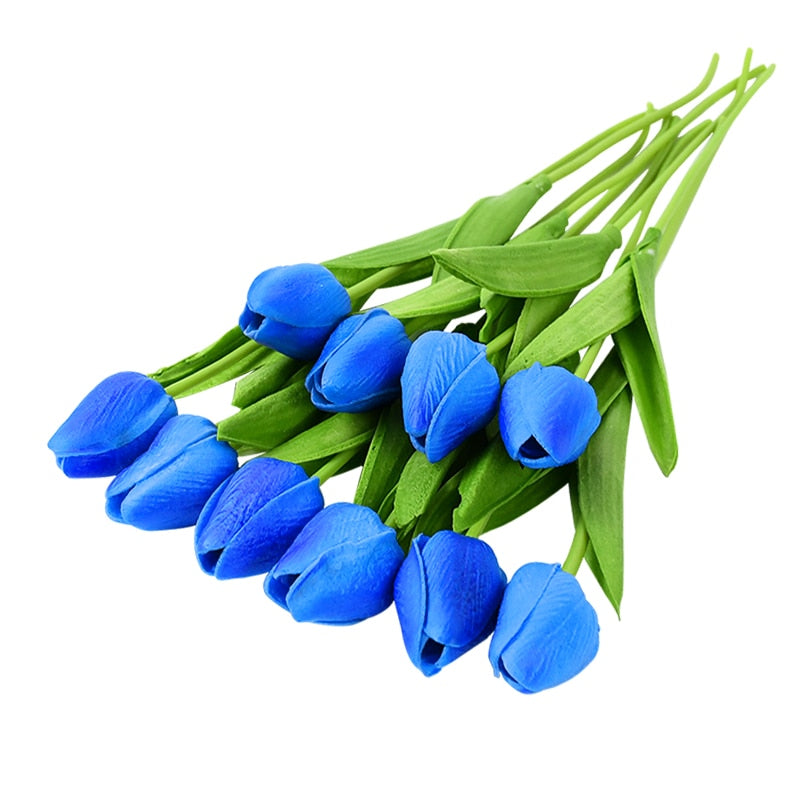 Hjemix | Kunstig Blomsterbukett med Tulipaner, Dekorasjon (10 Stykker)
