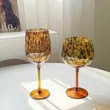 Hjemix | Vintage Amber Leopard-Print Vinglass