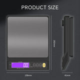 Hjemix | 5 kg/0.1 g og 10 kg/1 g digital elektronisk kjøkkenvekt, LCD-skjerm, helt vanntett rustfritt stål vektsverktøy for baking
