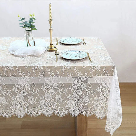 Hjemix | Rustikk Bryllup Hvit Lace DUK Vintage Brodert Mottaksbord Dekor Boho Fest Valentinsdag DUK