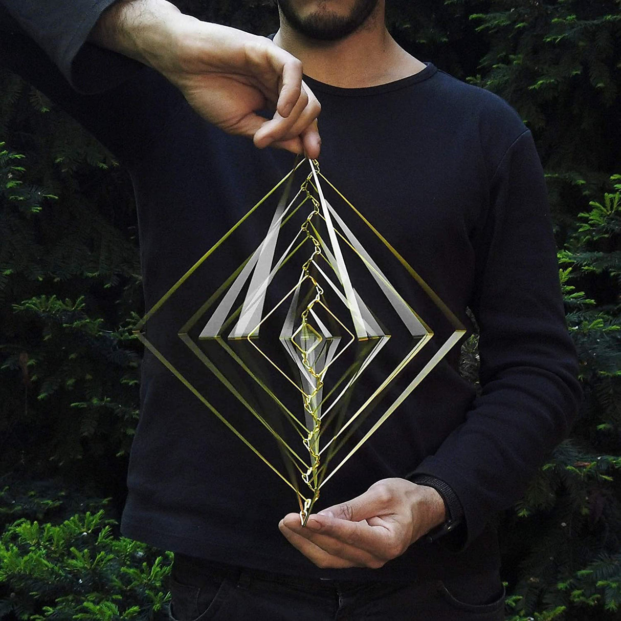 Hjemix | Dream Atellani Square Wave Spin for å avlaste magiske vindklokker for oppheng utendørs som solfangere for hagedekorasjon