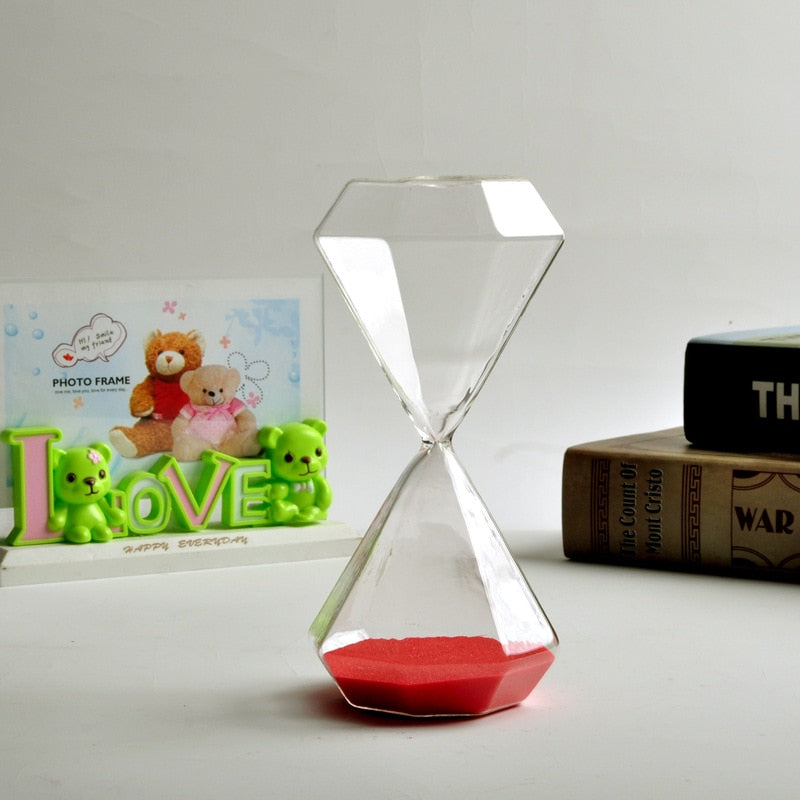 Hjemix | 5–60 Minutters diamant sandglass, sandglass, sandglass, barnegave, sandglass, hjemmeinnredning, tilgjengelig i flere fargealternativer