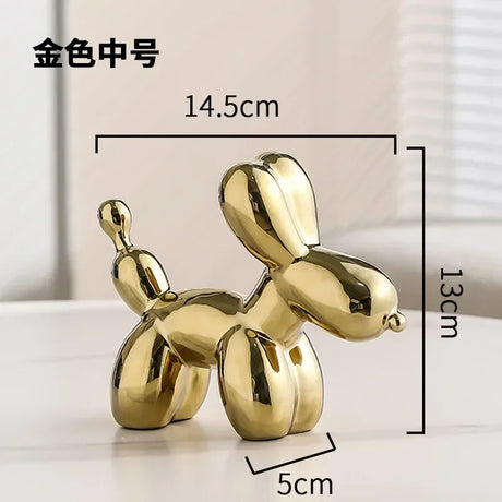 Hjemix | Nordisk Keramisk Ballonghund Skulptur Gull Dyre Dekorasjoner Statue Stue Ornament Kreativ Skrivebord Ornament Hjem Dekor