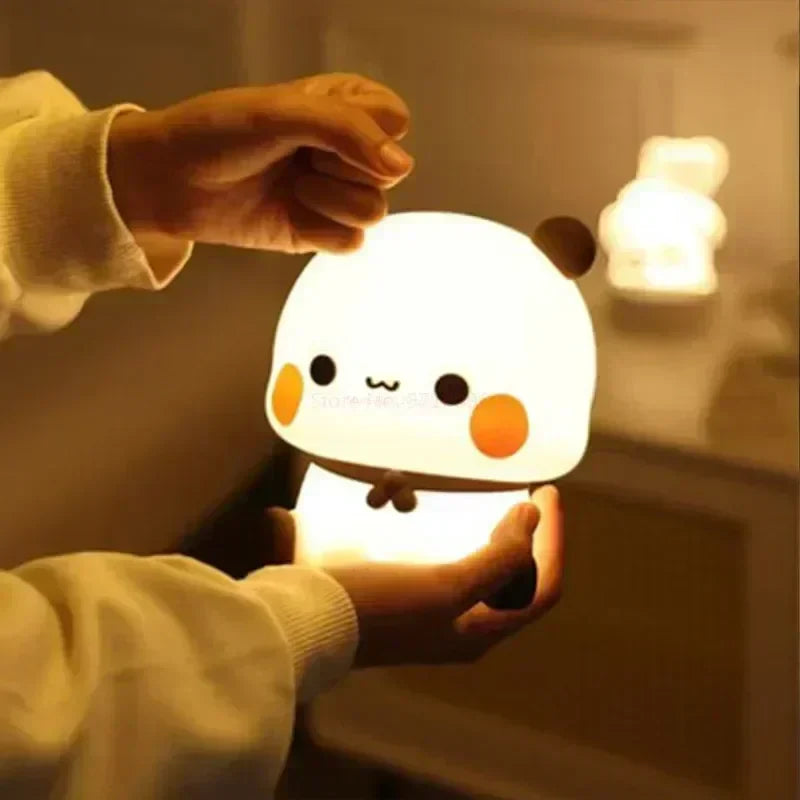 Hjemix | LED Nattlys Bjørn Panda Bubu og Dudu Lampe Søte Tegneserie Nattlys Leketøy Gaver Dyr Perifer Soverom Dekorativ Stue