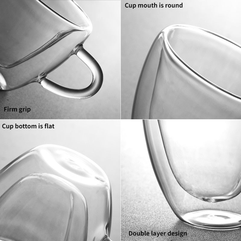 Hjemix | Hjerte Kjærlighet Form Glass Krus Dobbeltveggede Kaffe Kopper Isolerte Te Melk Sitron Juice Vann Kop Varmeresistent Drikkeutstyr Elske Gave