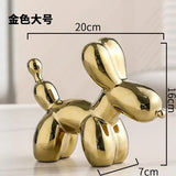 Hjemix | Nordisk Keramisk Ballonghund Skulptur Gull Dyre Dekorasjoner Statue Stue Ornament Kreativ Skrivebord Ornament Hjem Dekor