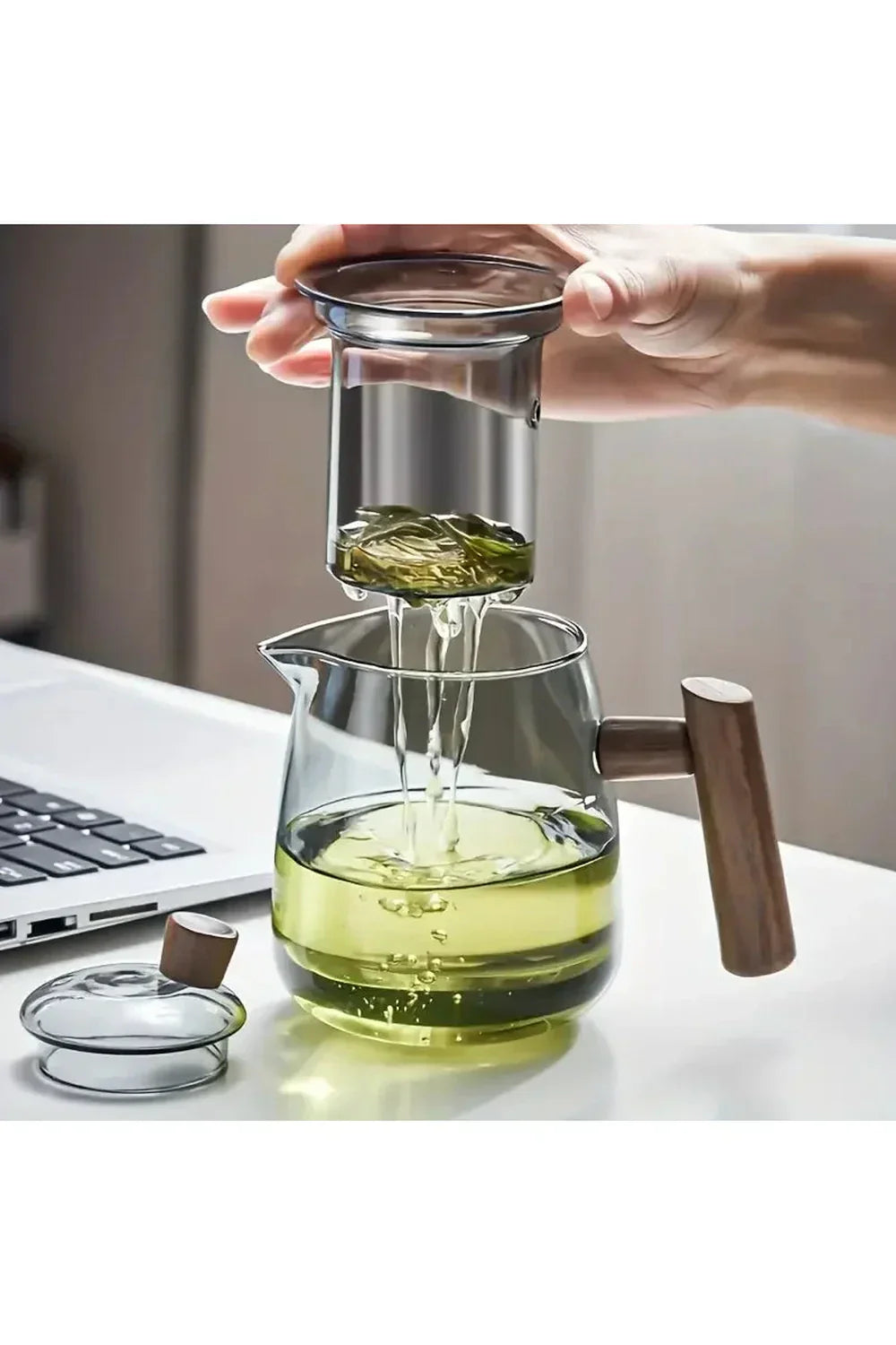 Hjemix | Glass Kanne med Trehåndtak