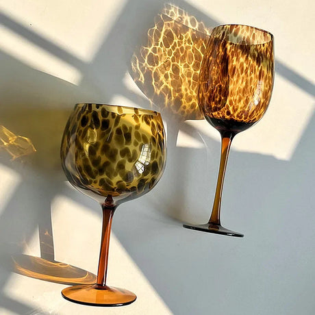 Hjemix | Vintage Amber Leopard-Print Vinglass