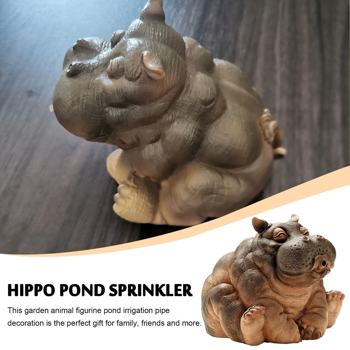 Hjemix | Lekfull Flodhest Hage Sprinkler Statue