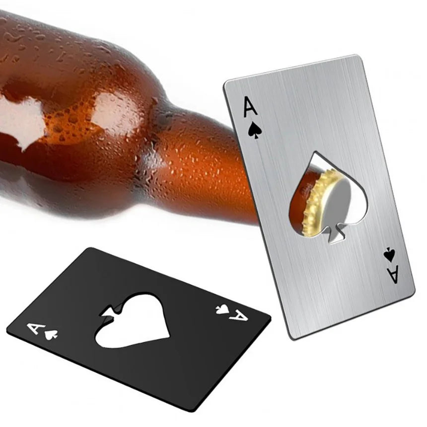 Hjemix | Kreativ Poker flaskeåpner: Rustfritt stål kredittkortstørrelse - Bar- og restaurant-øltreverktøy gave