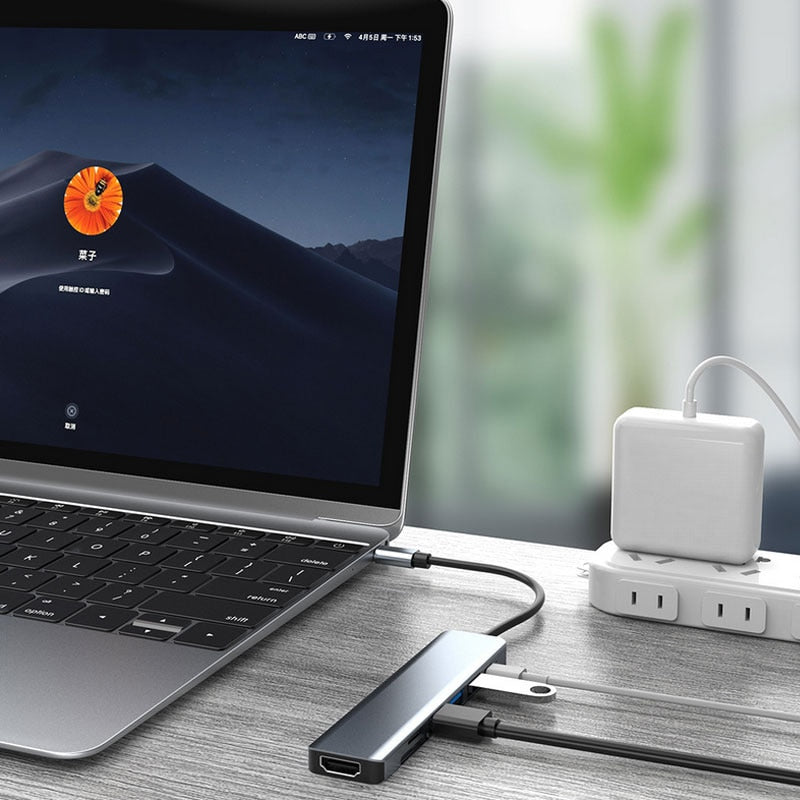 Hjemix | Thunderbolt 3 USB-C Hub med HDMI, PD, SD/TF for MacBook Air M1 og iPad Pro