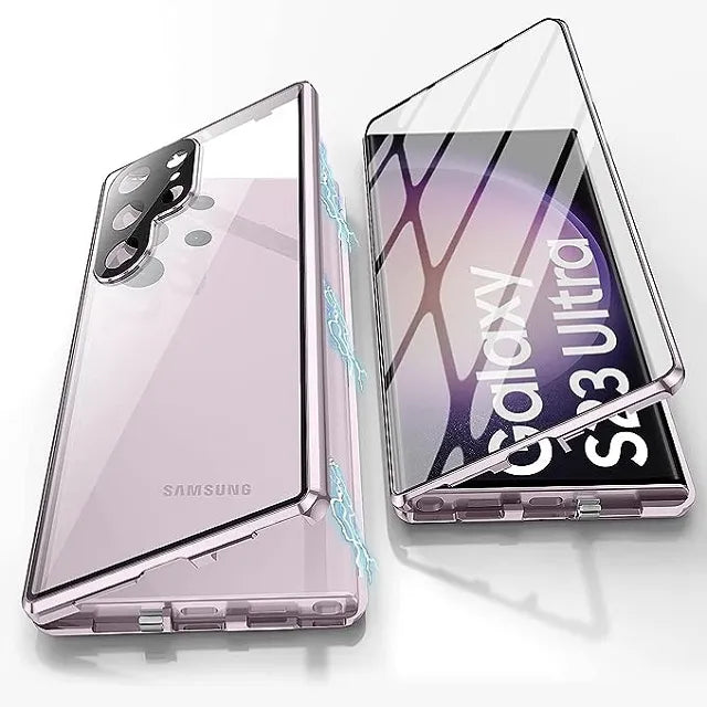 Hjemix | Metall Aluminiumlegering 360-deksel med sikkerhetslukking for Samsung Galaxy S24-S23 Serie