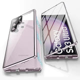 Hjemix | Metall Aluminiumlegering 360-deksel med sikkerhetslukking for Samsung Galaxy S24-S23 Serie