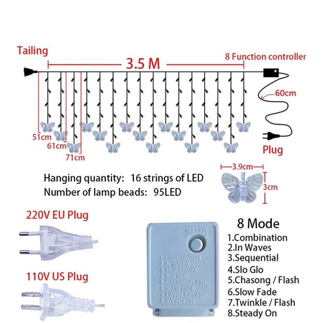Hjemix | Sommerfugl LED Gardin Lys