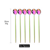 Hjemix | Gylden 6-delt Langt Håndtak Skje Sett